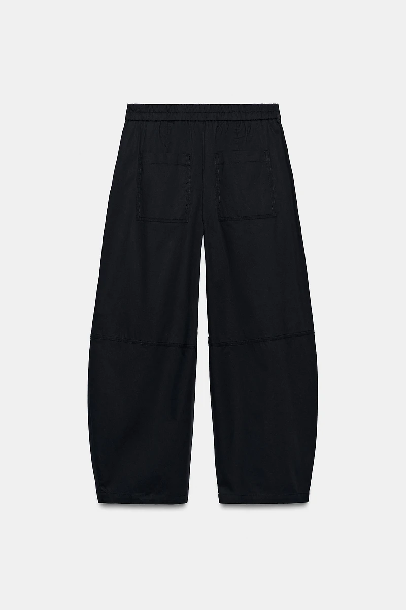 POPLIN BARREL PANTS