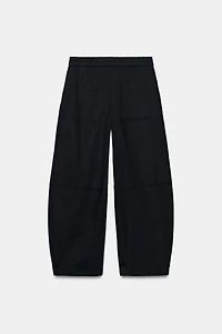 POPLIN BARREL PANTS