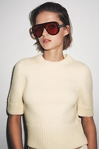PULL EN MAILLE MANCHES COURTES