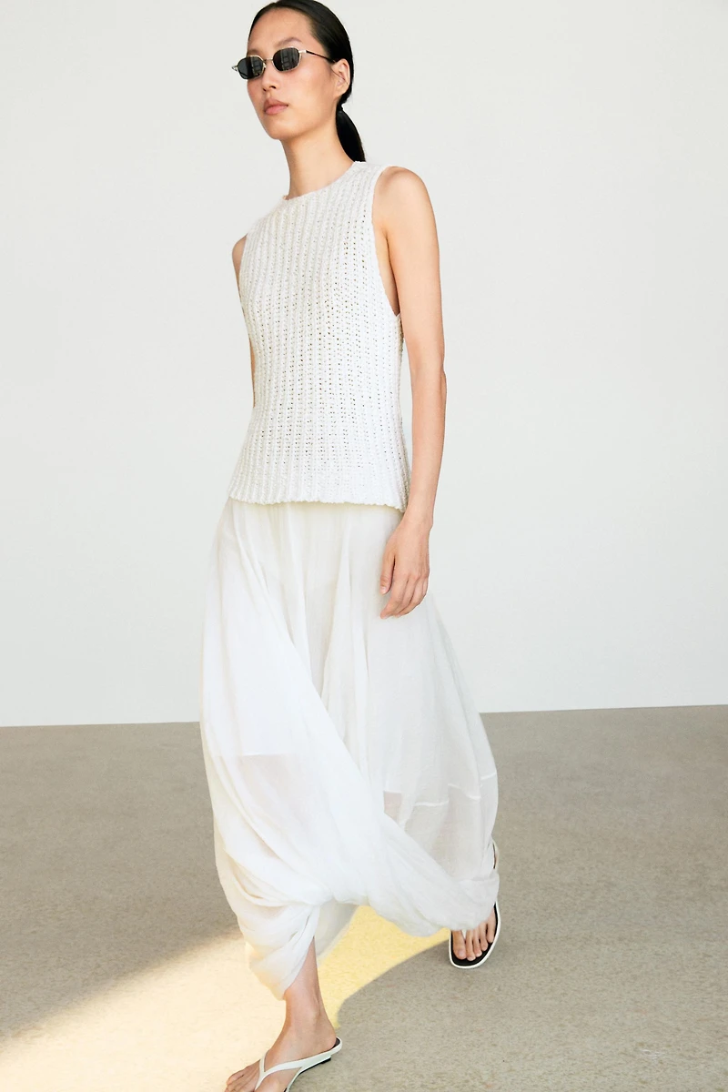 Textured cotton knit top