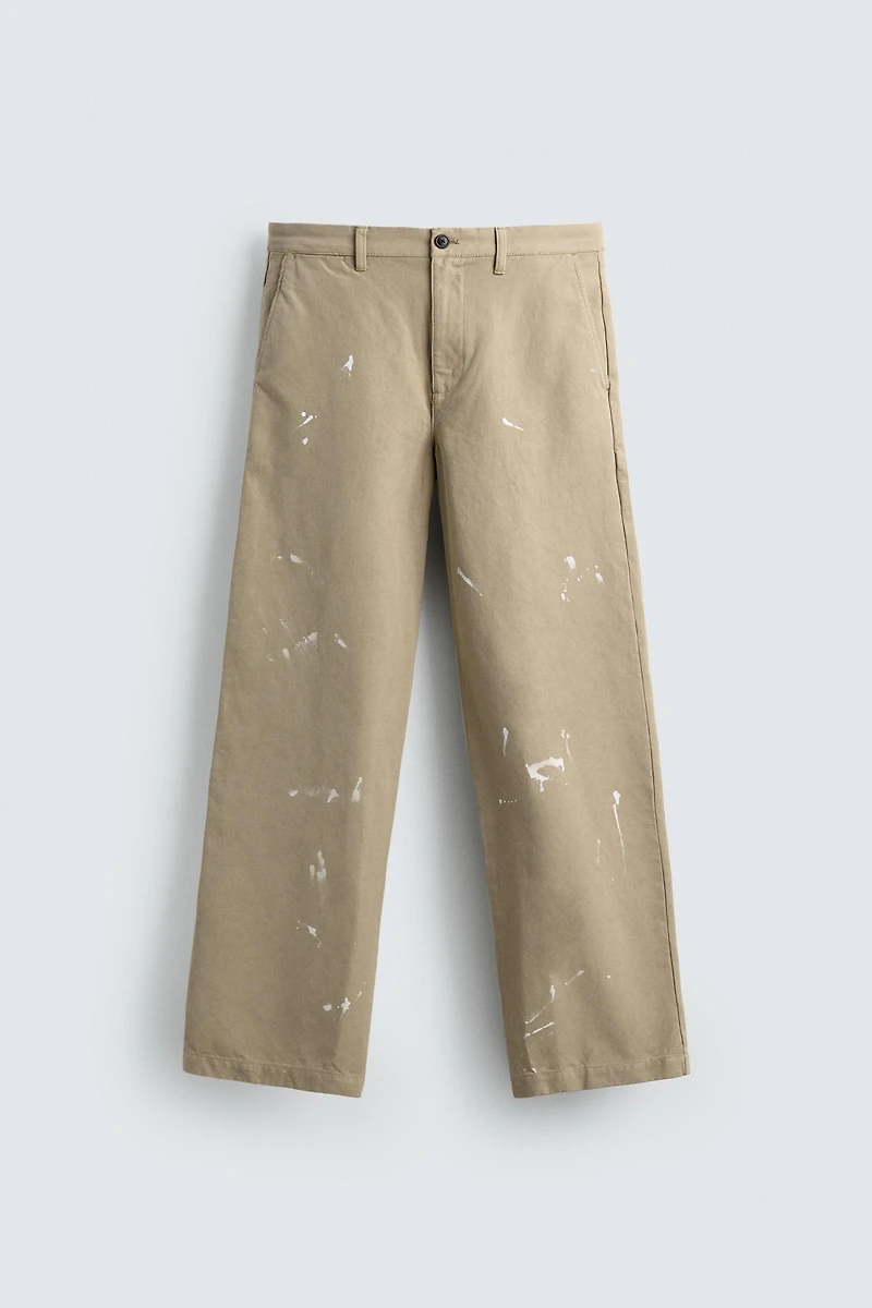 SPLASH EFFECT STRAIGHT FIT CHINO PANTS