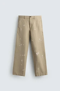 SPLASH EFFECT STRAIGHT FIT CHINO PANTS