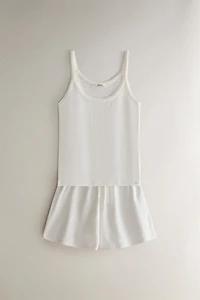 LACE-TRIMMED STRAPPY TOP