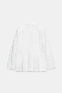 EMBROIDERED PERFORATED SHOULDER PAD TAILORED BLAZER