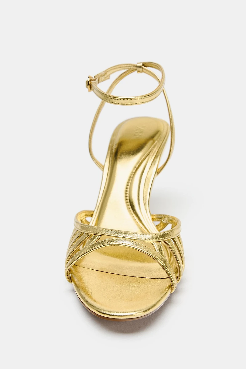 METALLIC EFFECT STRAPPY SANDALS