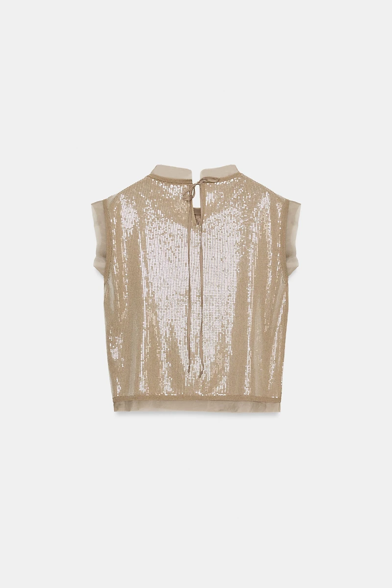 COMBINED SEQUIN KNIT TOP