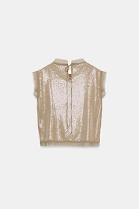 COMBINED SEQUIN KNIT TOP