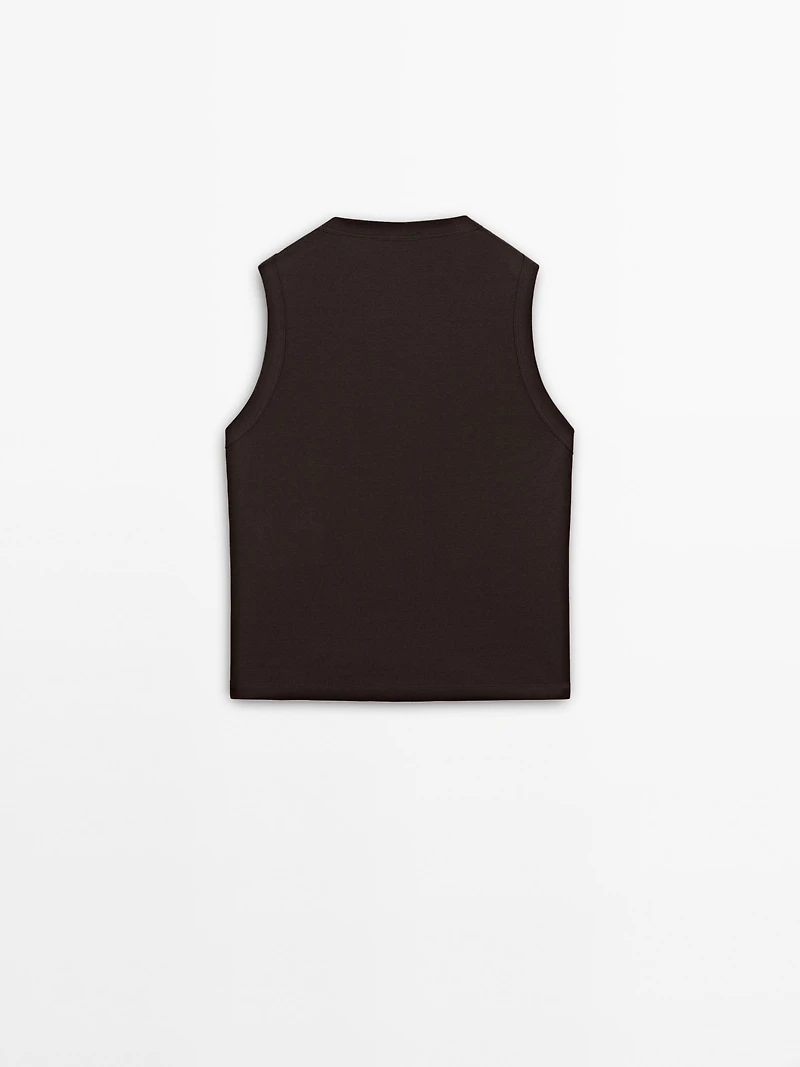 Mercerised cotton crew neck T-shirt