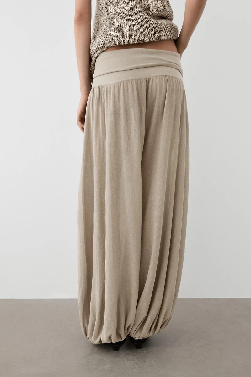 Sarouel trousers with wide waistband
