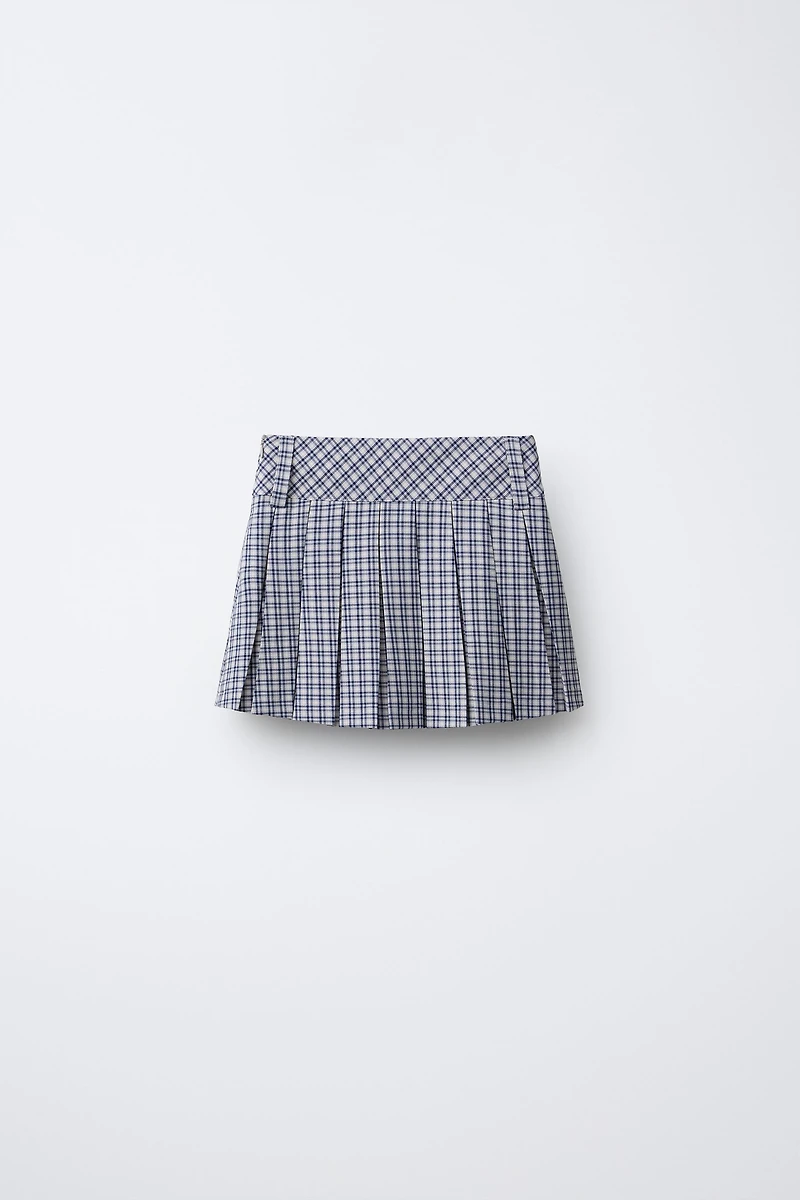 PLAID BUTTON SKORT