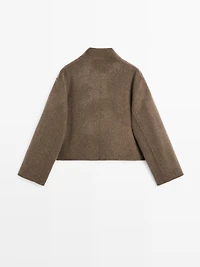 Short wool blend double-breasted jacket