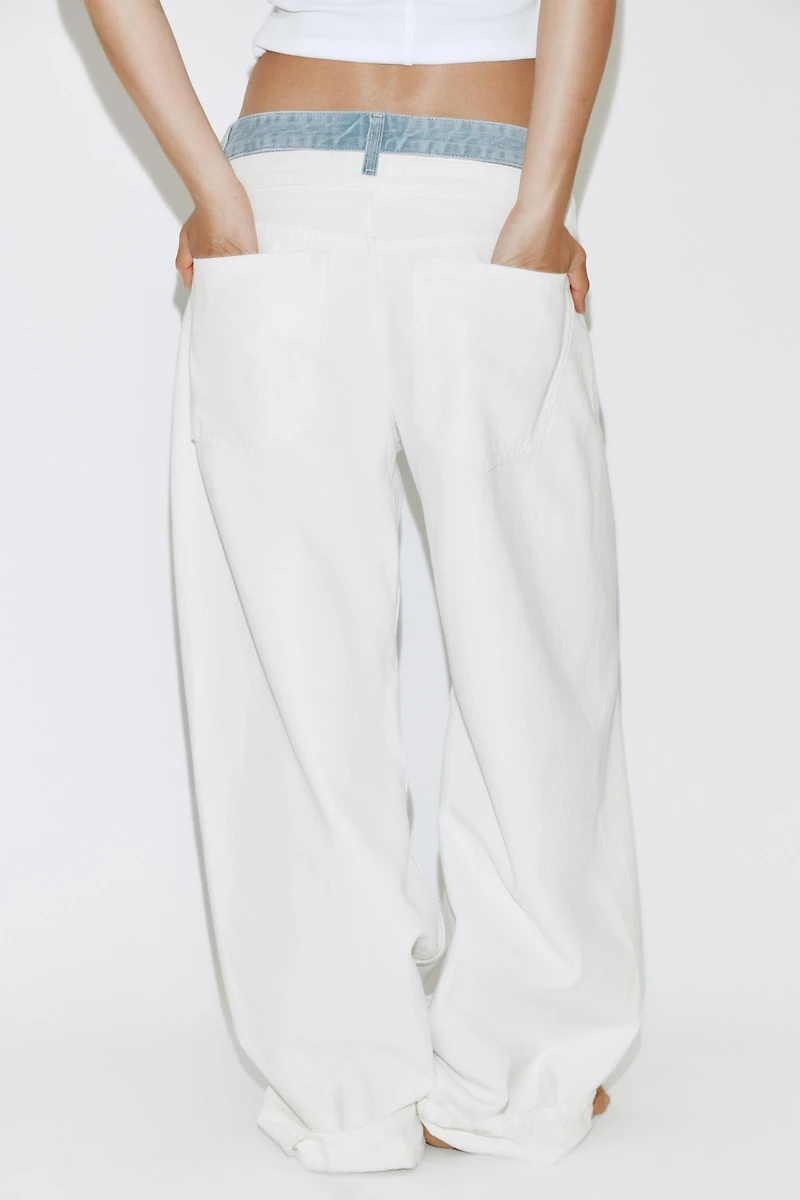 TRF STRAIGHT DOUBLE WAISTBAND MID-RISE JEANS