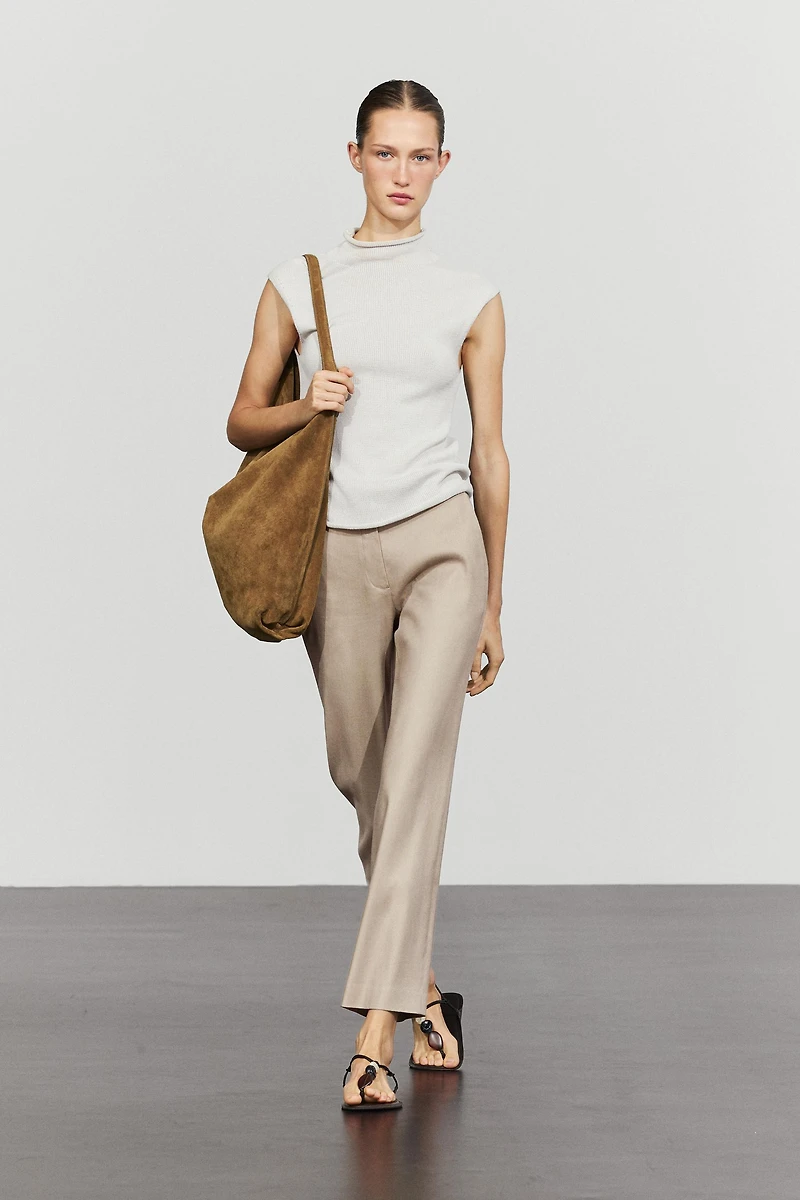 pantalon droit en lin