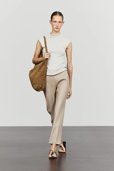 pantalon droit en lin