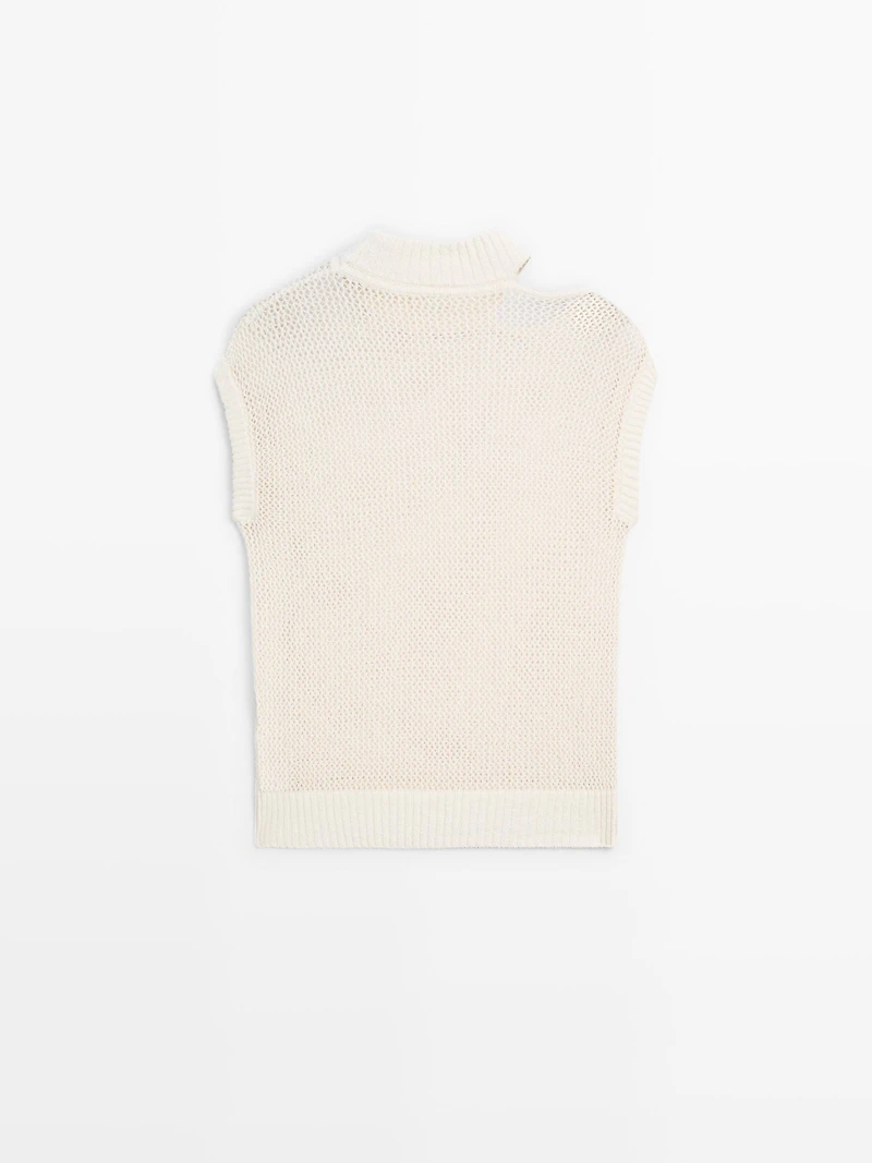 Top en maille à col fendu