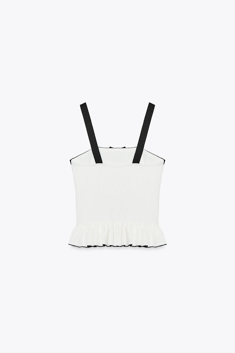 RIBBED KNIT BOW TOP