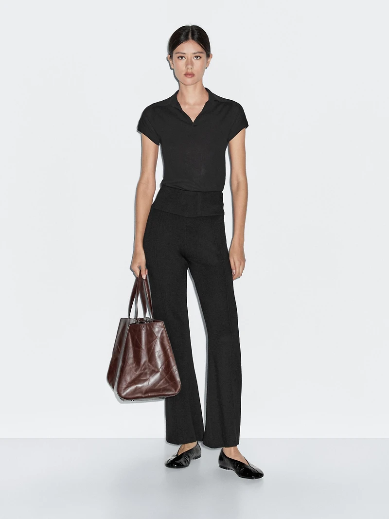 Pantalon flare en maille
