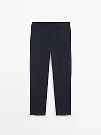 Cool wool blend check suit trousers