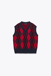 GILET OVERSIZE EN MAILLE LOSANGES