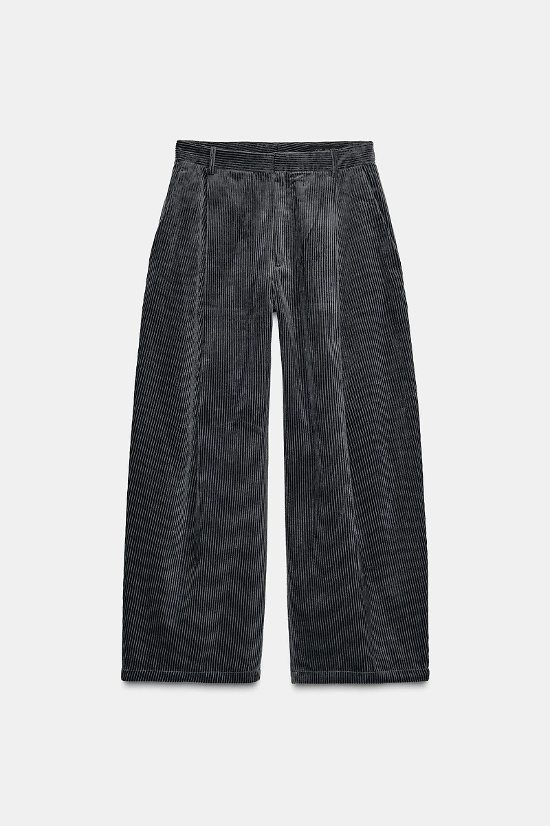 CORDUROY PLEATED PANTS ZW COLLECTION