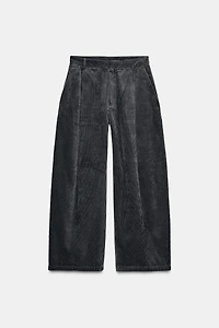 CORDUROY PLEATED PANTS ZW COLLECTION