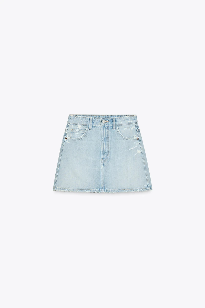 RIPPED TRF DENIM SKIRT