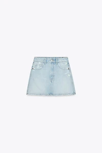 RIPPED TRF DENIM SKIRT
