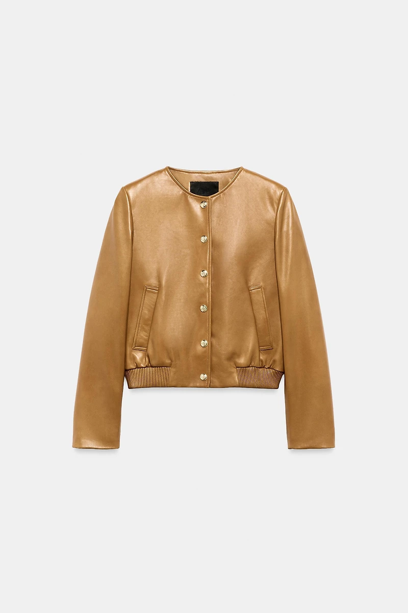 ZW COLLECTION 100% LEATHER BOMBER JACKET