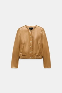 ZW COLLECTION 100% LEATHER BOMBER JACKET