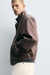 TEXTURED FAUX LEATHER JACKET