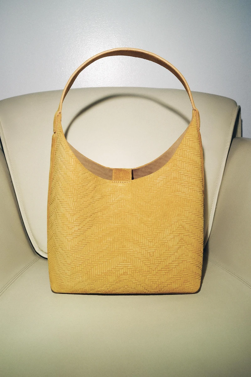 SPLIT LEATHER BRAIDED BAG