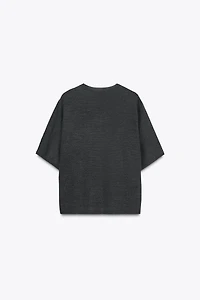 SHORT SLEEVE KNIT WOOL TOP