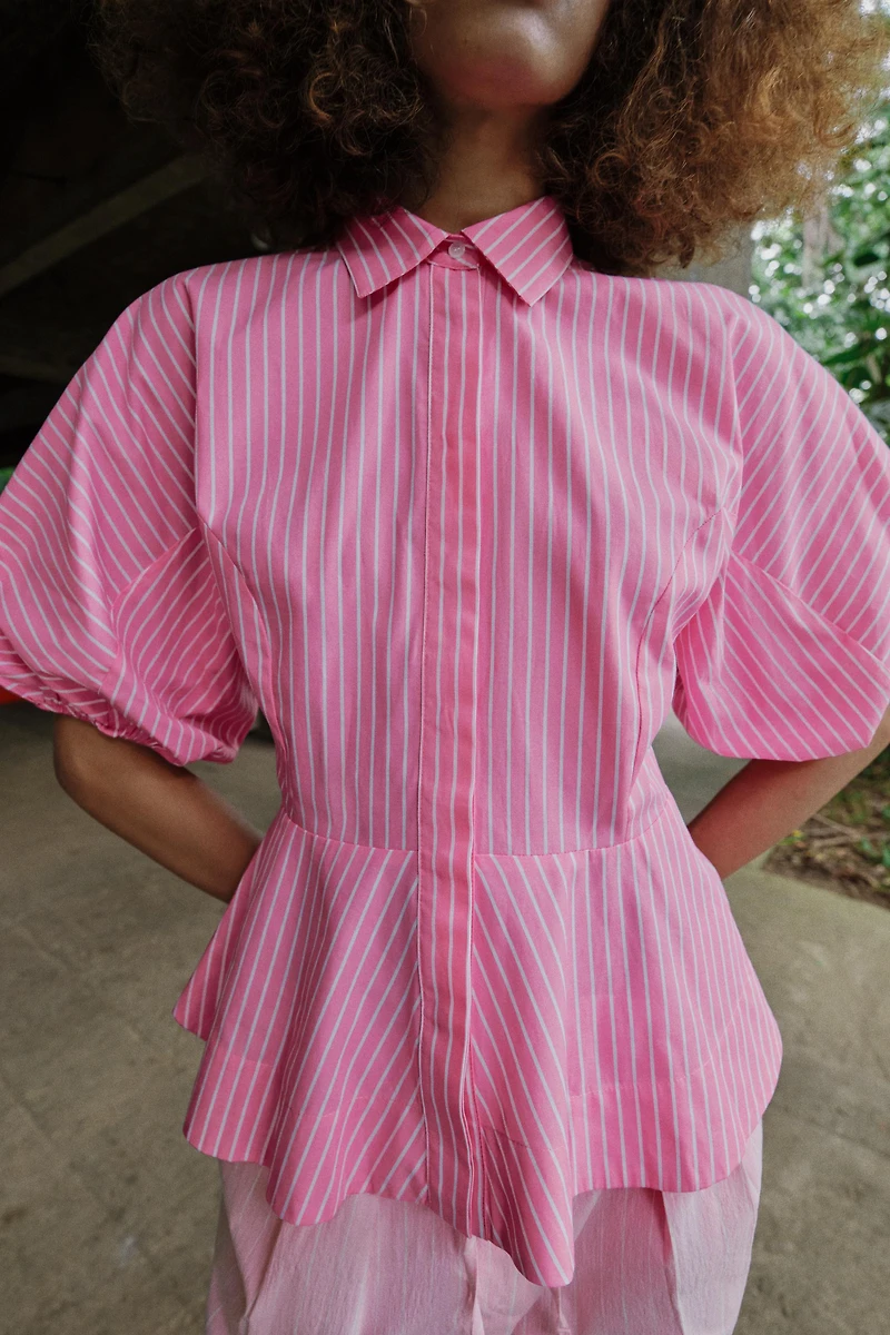 CHEMISE EN POPELINE À RAYURES