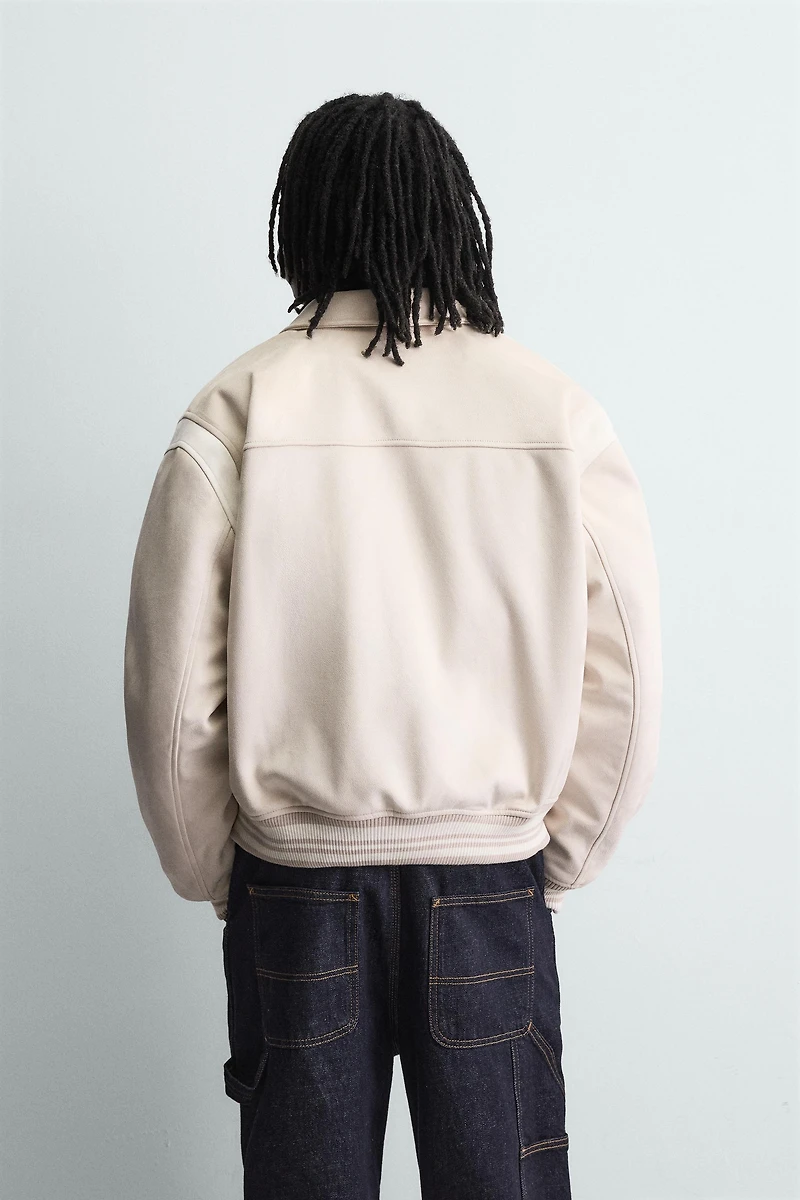 FAUX SUEDE BOMBER JACKET