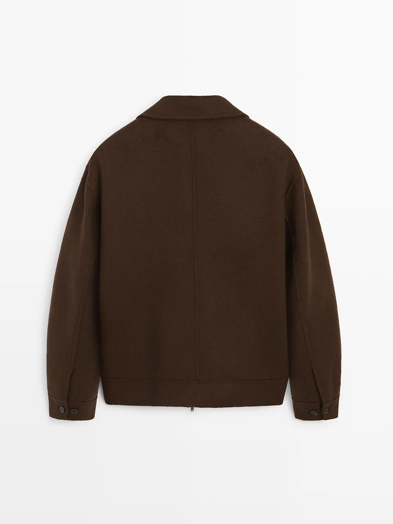 Wool blend jacket with zip detail