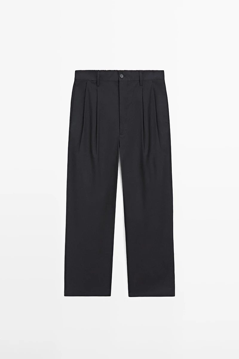 Cotton trousers with double darts