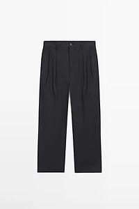 Cotton trousers with double darts