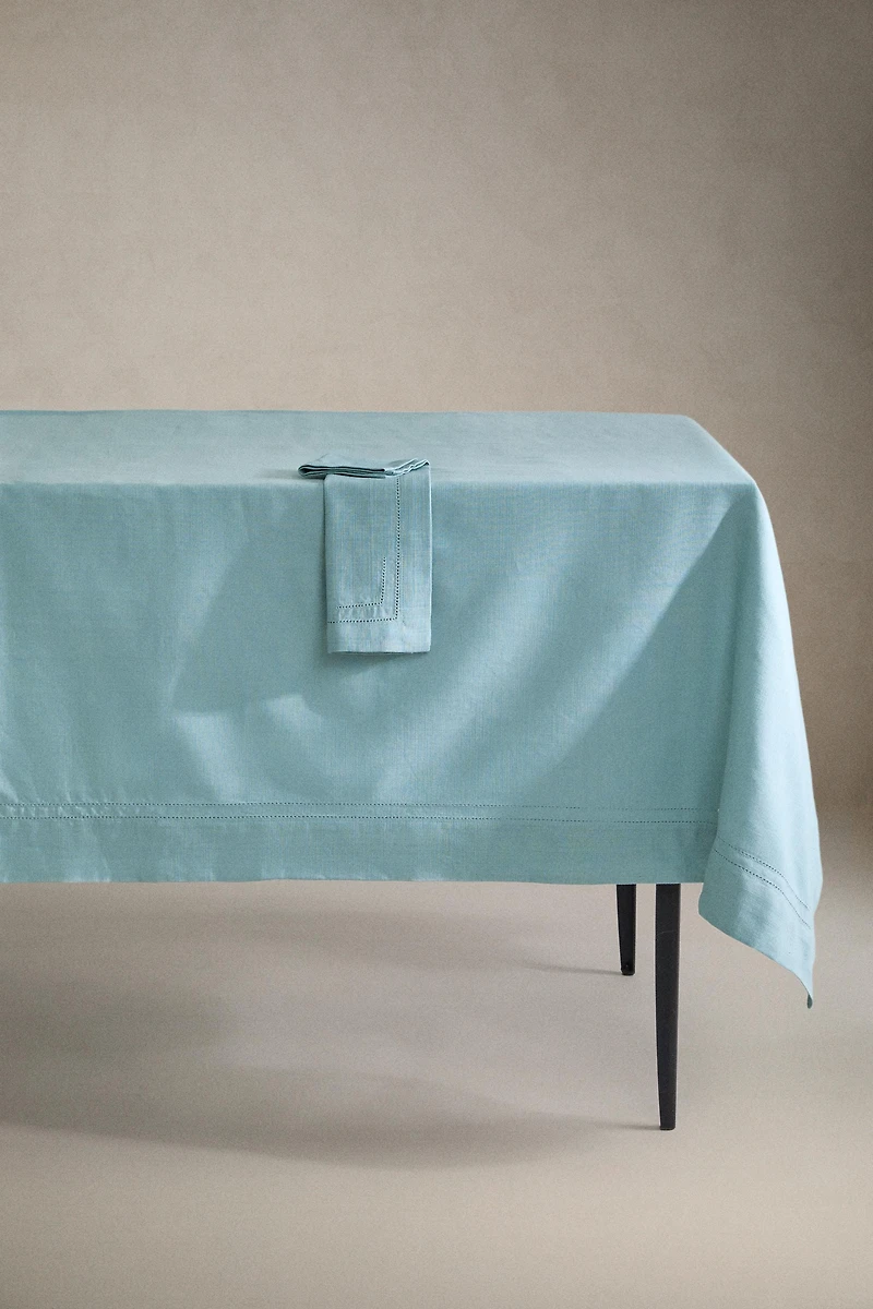 HEMSTITCHED COTTON TABLECLOTH