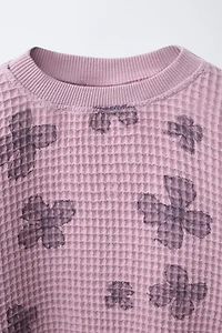 FLORAL WAFFLE KNIT SWEATSHIRT