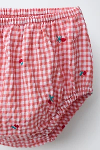 EMBROIDERED GINGHAM FLORAL DRESS AND PANTIES