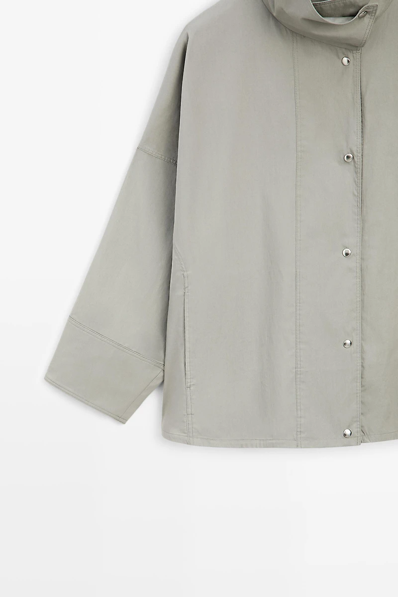 Cotton blend high neck jacket