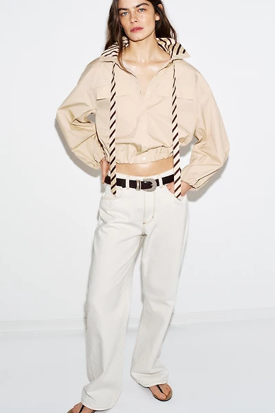 CONTRAST COLLAR POPLIN SHIRT