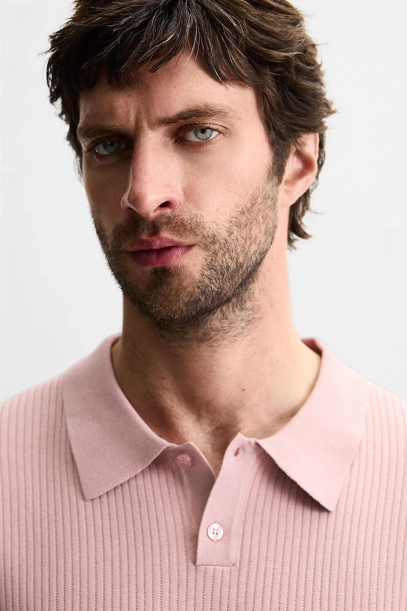 RIB KNIT POLO SHIRT
