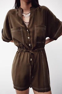 SHORT JUMPSUIT WITH TOPSTITCHING