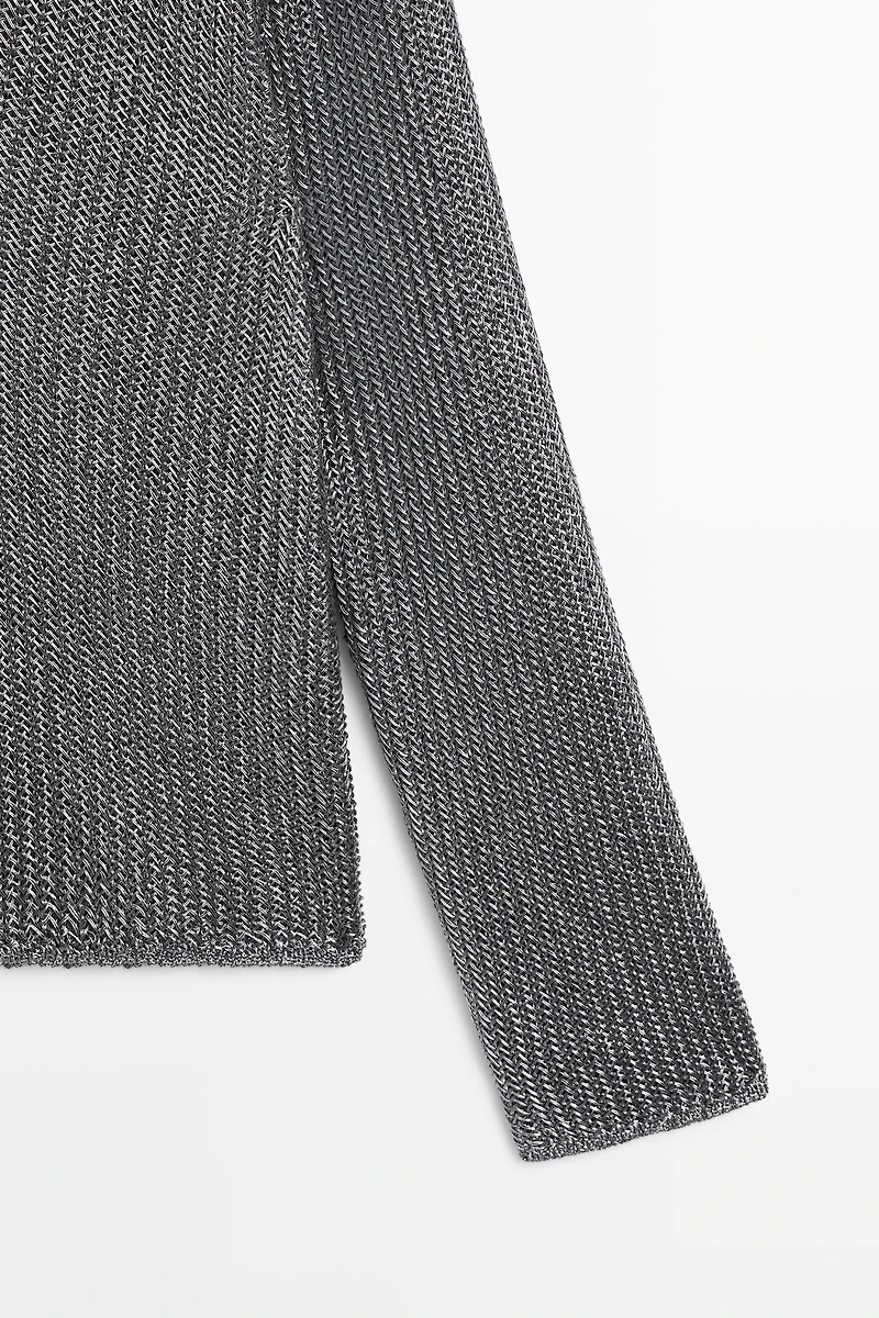 Metallic knit V-neck sweater - STUDIO