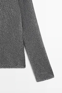 Metallic knit V-neck sweater - STUDIO