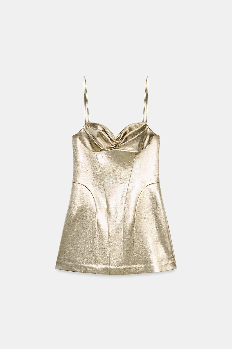 METALLIC EFFECT CORSET MINI DRESS