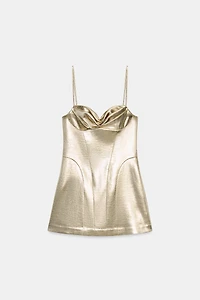 METALLIC EFFECT CORSET MINI DRESS
