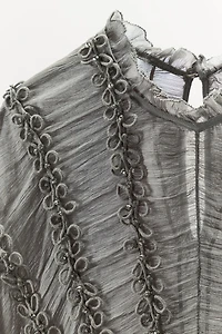 JEWELED KNOT TEXTURED DRESS