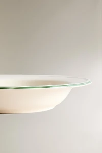 EARTHENWARE SOUP PLATE WITH CONTRASTING RIM